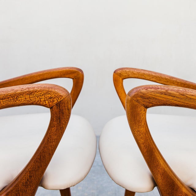 Chocolate Restored 1950s Brown Saltman Solid Mahogany Dining Chairs in Edelman Leather For Sale - Image 8 of 18