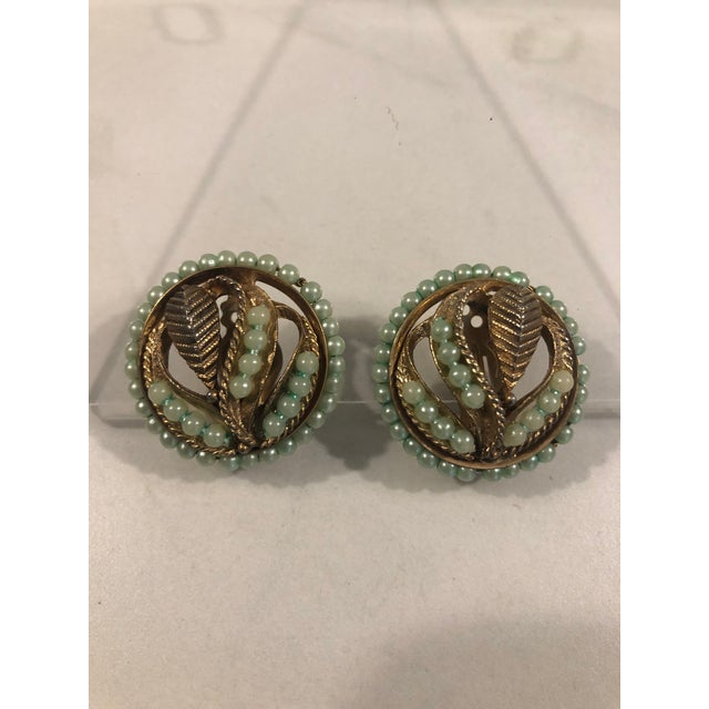 1940s Petit Point Pearl and Gold Earrings, A Pair For Sale - Image 9 of 9
