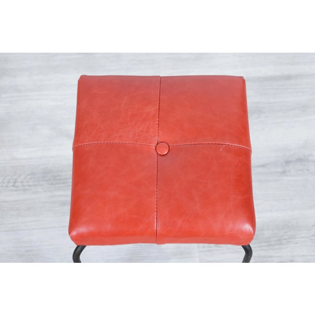 1950s Mid-Century Modern Leather and Iron Stools by Calfran Rattan, 1950s For Sale - Image 5 of 9