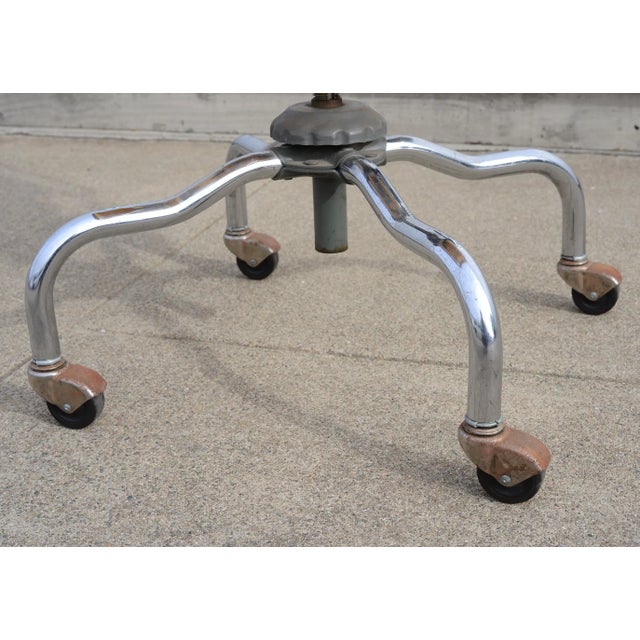 1950s Mid Century Industrial Bevco Chrome Office Desk Chair With Yellow Upholstery For Sale - Image 9 of 12