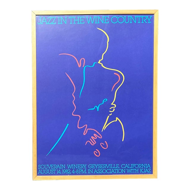 Vintage 1982 Jazz in the Wine Country Souverain Winery Geyserville California Framed Poster For Sale