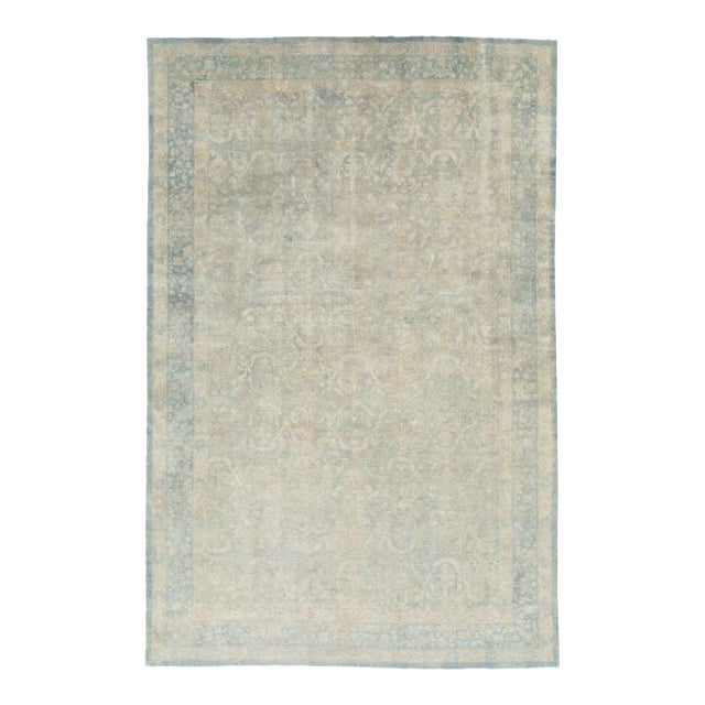 Galerie Shabab Collection Large Handmade Chinese Carpet in Seafoam Blue and Seafoam Green For Sale