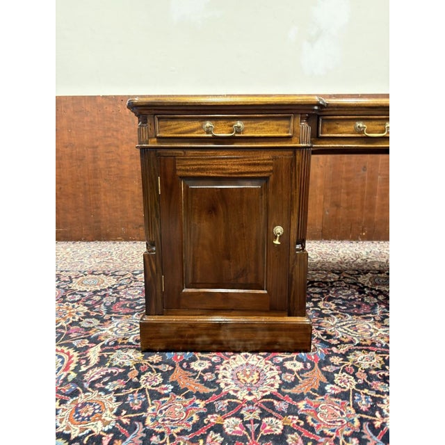 English Chesterfield Desk with Brown Leather For Sale - Image 9 of 18