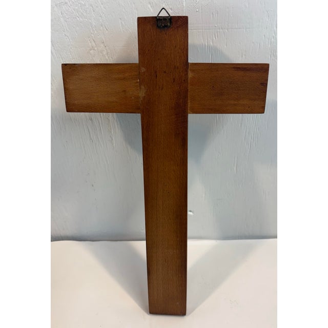 Wood Vintage European Wood and Brass Crucifix For Sale - Image 7 of 7