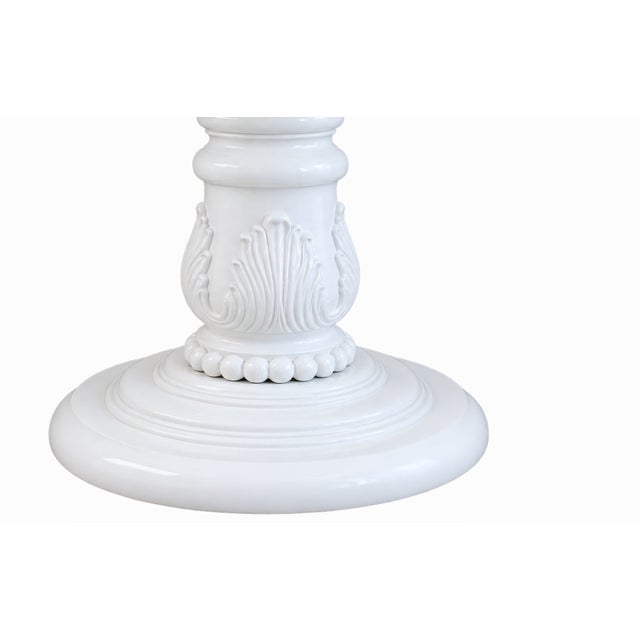 Vintage Carved Wood Pedestal Table With 54" Beveled Glass Top For Sale - Image 4 of 6