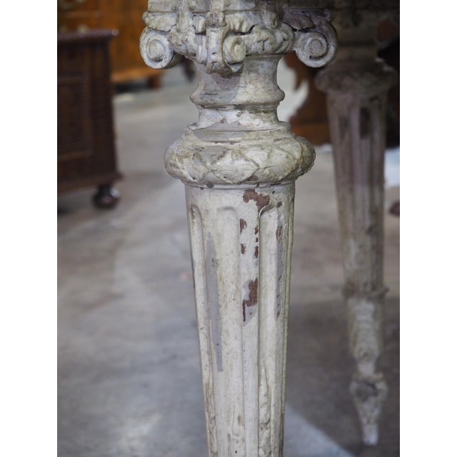 Antique French Louis XVI Style Painted Center Table With Marble Top, Late 1800s For Sale - Image 13 of 18