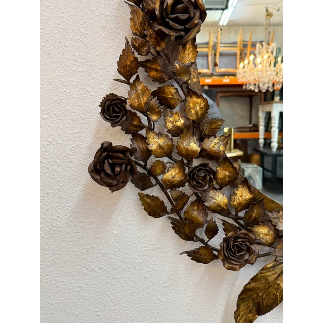 Metal Vintage Gilt Tole Mirror For Sale - Image 7 of 10