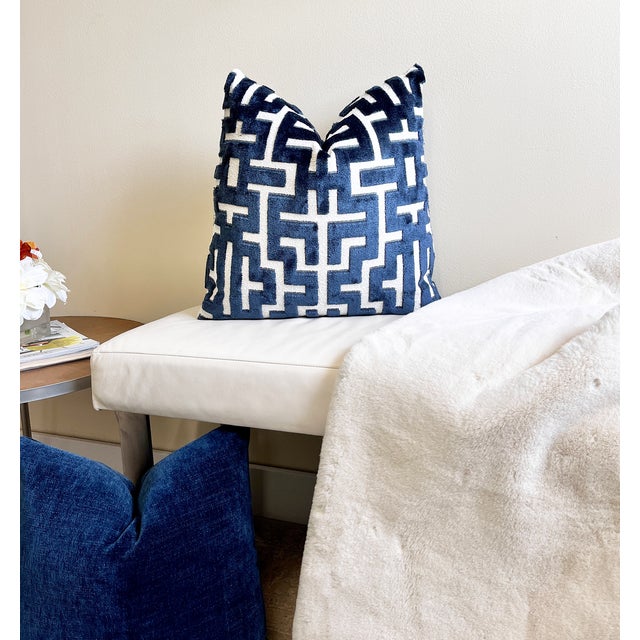 Indulge in the timeless elegance of this navy and white luxurious contemporary decorative throw pillow cover. Crafted with...