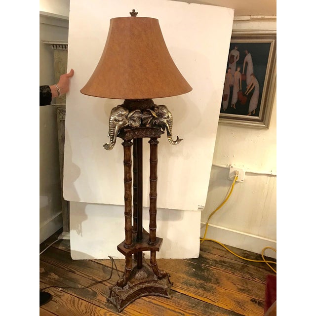 Incredible Faux Bamboo And Elephant Motife Floor Lamp Chairish