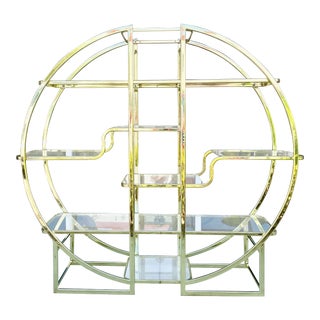 1980's Space Age Style Brass Plated Circular Etagere For Sale