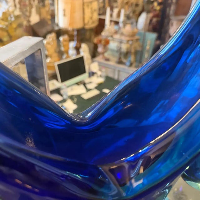 1960s Blue and Turquoise Heavy Murano Glass Huge Centerpiece by Flavio Poli For Sale - Image 17 of 18
