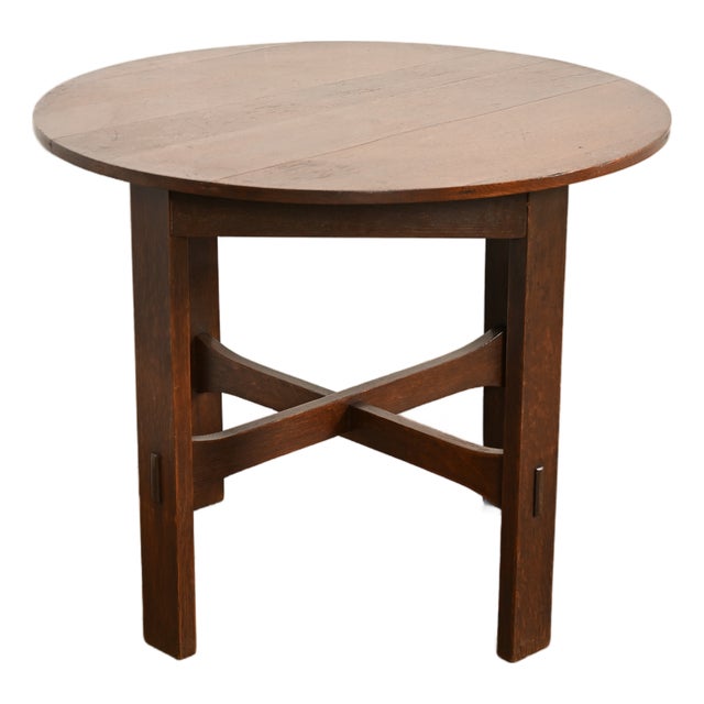 Stickley Brothers Antique Mission Oak Arts & Crafts Center Table or Lamp Table, Circa 1910 For Sale