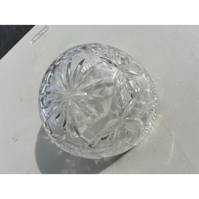 Glass Vintage Cut Crystal Bowl Marked Fifth Avenue For Sale - Image 7 of 11