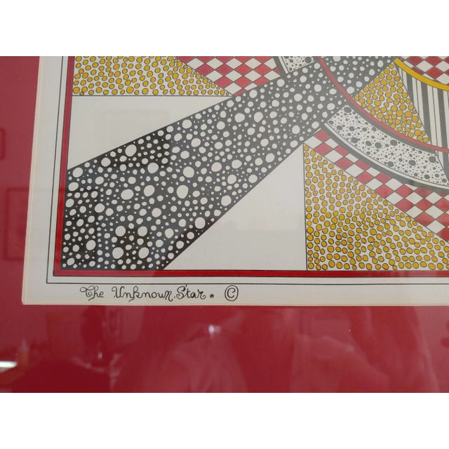 1980s 1988 Geometric Pen and Ink Drawing Signed Ivan Saramaha, Framed For Sale - Image 5 of 7