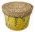 1990s Vintage Coastal Boho Chic Wicker Lidded Bamboo Leaf Motif Storage Box, Small For Sale