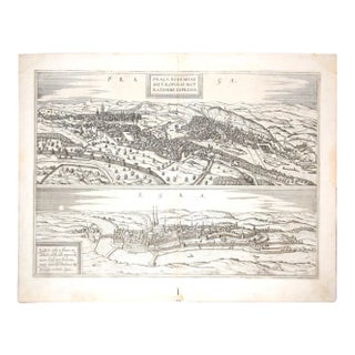 Prague and Egra, Antique Map from ''Civitates Orbis Terrarum'' - 1572-1617 1572-1617 For Sale