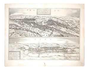 Prague and Egra, Antique Map from ''Civitates Orbis Terrarum'' - 1572-1617 1572-1617
