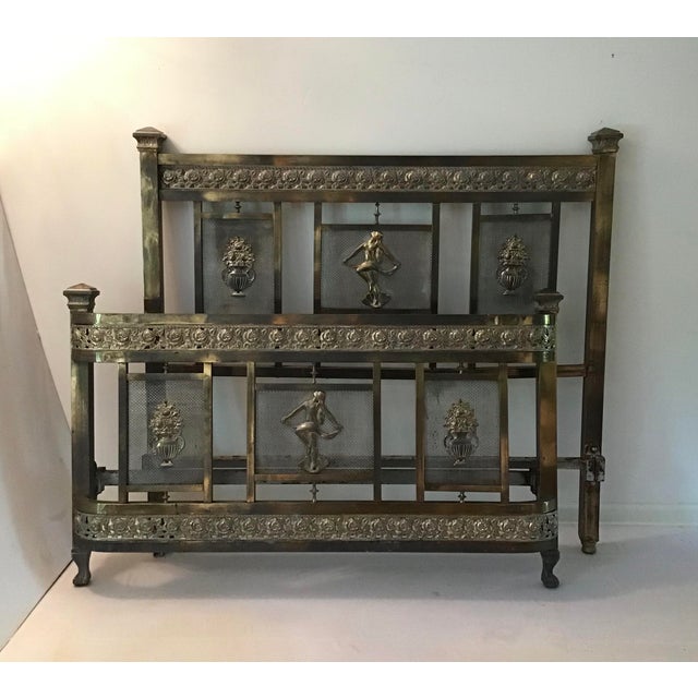 Antique 19th Century French Brass Full Size Headboard and Footboard 2