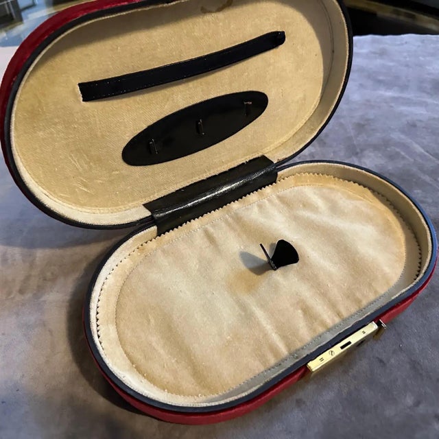 1970s Velvet and Leather Italian Travel Jewelry Box For Sale - Image 9 of 12