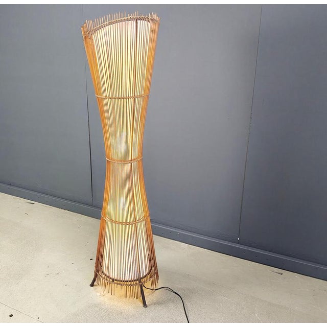 Boho Chic Vintage Italian Bamboo Floor Lamp, 1960s For Sale - Image 3 of 11