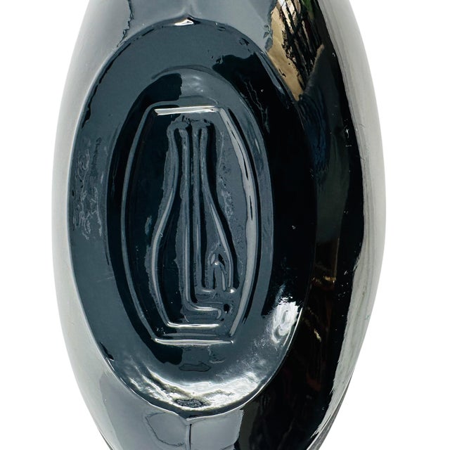 Stunning 1980s Postmodern "Noir" Black Glass Vase by Two's Company, Inc. For Sale - Image 9 of 9
