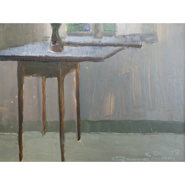 Mid-Century Modern 'Morning Light' Vintage Swedish Interior Still Life Oil Painting, Framed For Sale - Image 12 of 14