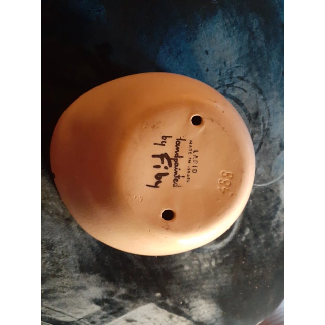 Mid-Century Modern Vintage Artist Signed Art Studio Lapid Glazed Ceramic Bowl, Made in Israel For Sale - Image 3 of 6