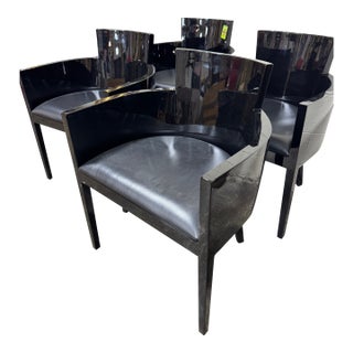 Vintage Alden Parkes Contemporary Black Barrel Game Table Chairs - Set of 4 For Sale