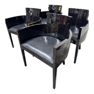 Vintage Alden Parkes Contemporary Black Barrel Game Table Chairs - Set of 4