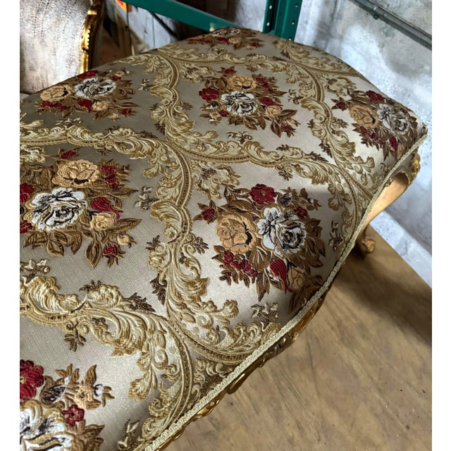 2010s Romantic Bench French Style With Gold Leaf Details For Sale - Image 5 of 6