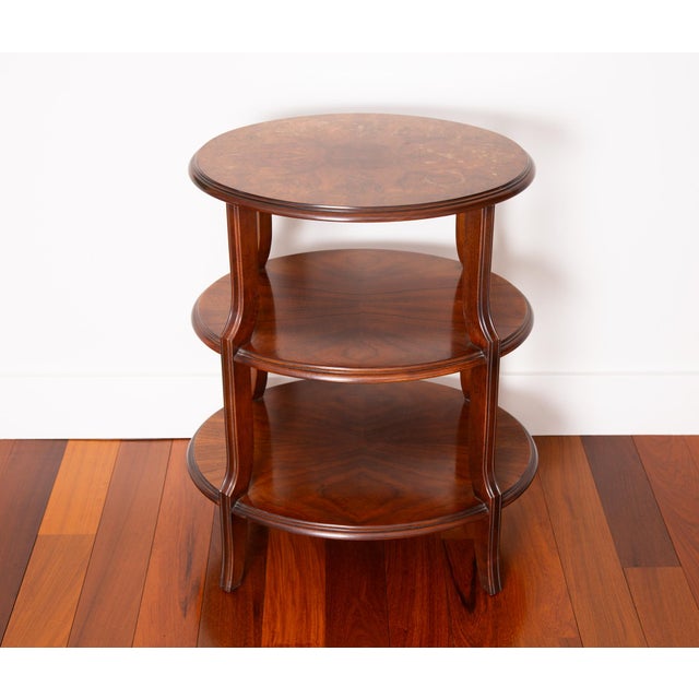 Baker Furniture Burled Walnut Three Tiered Side Table For Sale In Seattle - Image 6 of 8