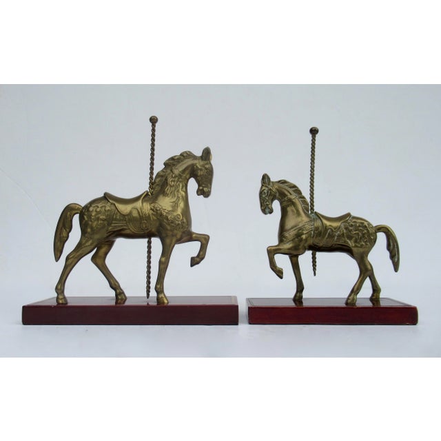 1960's Mid-Century Brass and Oxblood Red Wood Bookends With Inlaid Brass Trim Surround - a Pair For Sale - Image 9 of 9