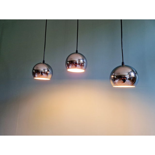 Space Age Eyeball Pendant Lights in Chromed Metal, 1970s, Set of 3 For Sale - Image 11 of 16