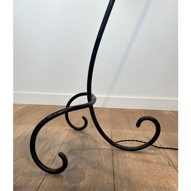 1950s Black lacquered and brass floor lamp in the style of Jean Royère For Sale - Image 9 of 12