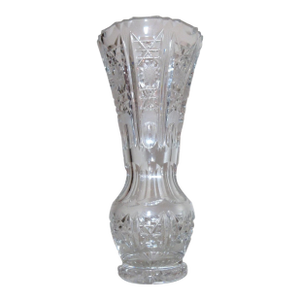 Vintage American Brilliant Lace Cut Clear Crystal Ornate Flower Vase Glass