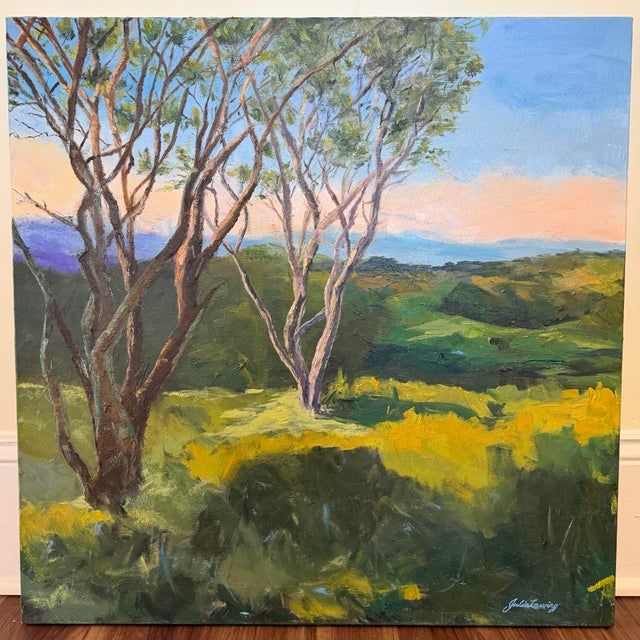 Shad trees beginning to bloom, springtime in the hollow. Chairish One-of-a-kind original oil painting on a 30x30x1.5-inch...