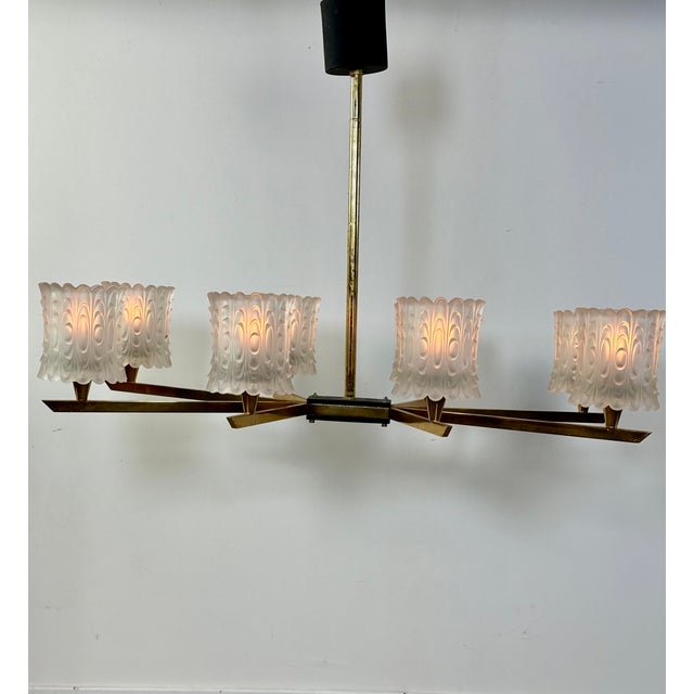 Vintage Glass and Metal Chandelier, 1960s For Sale - Image 12 of 12