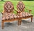 Stately pair of Louis XVI style oval back armchairs by Fairfield furniture. Mango wood frames with carved detail at top...