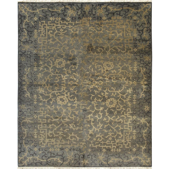 Textile 6x20 Noir Dynasty Black Traditional Geometric Handmade Ningxia Wool Runner Rug For Sale - Image 7 of 7