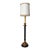 Black and Gold Neoclassical Candlestick Table Lamp With Braided-Trim Shade For Sale
