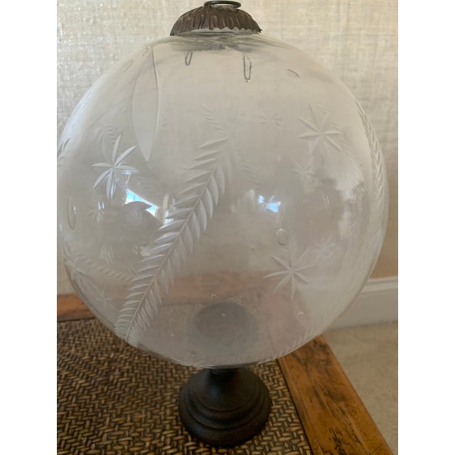 1990s Boho Chic Glass Orbs- Ornaments on a Stands - a Pair For Sale - Image 4 of 9