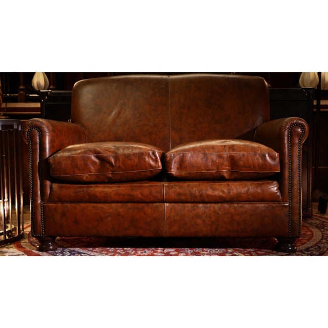 Small Prince 2-Seater Club Sofa in Brompton Tan Leather from Tetrad, 2010s For Sale - Image 14 of 18