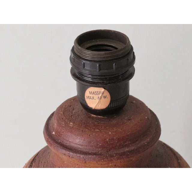 1960s Pottery Table Lamp with New Custom Lampshade from Massive For Sale - Image 5 of 10
