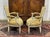 Pair of Louis XVI period cabriolet chairs in beech covered with polychrome paint - 2 legs have been grafted onto one of...