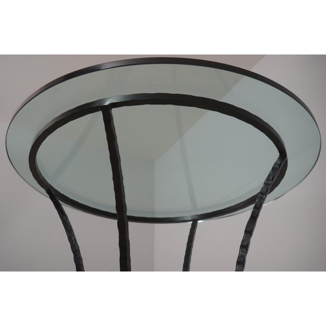 Stickley Round Glass Top Wrought Iron Base Bistro Tall Table For Sale - Image 11 of 11