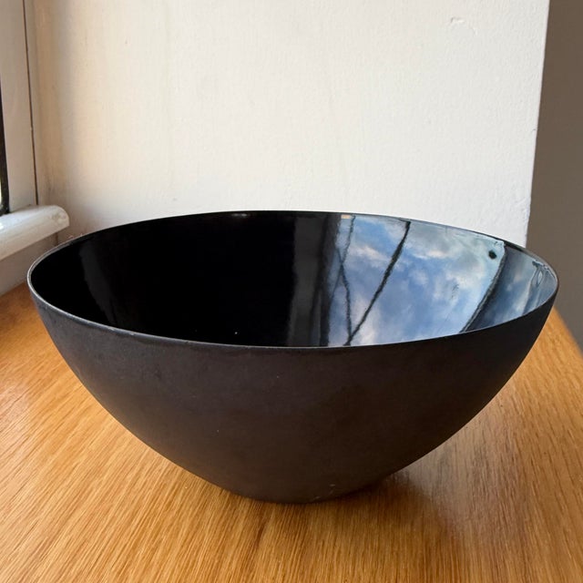 Vintage mid-century modern Krenit bowl designed by Herbert Krenchel. Enamel coated steel 6.5" diameter, 3" height. The...