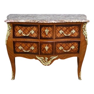 Early 20th Century Louis XV Marquetry Commode For Sale