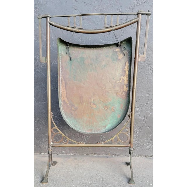 Art Nouveau Gong Brass & Hammered Copper For Sale - Image 4 of 9