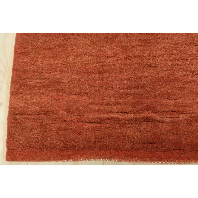 Gabbeh Rug 6’2” X 8′ Rust Wool Contemporary Hand-Knotted Carpet For Sale - Image 9 of 12