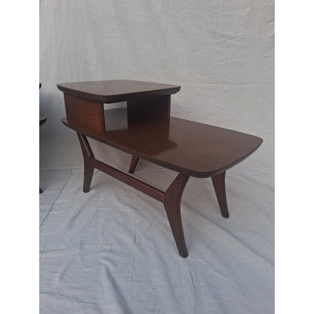1960s Mid Century Modern Adrian Pearsall Style 2 Tiered Step Side Tables -a Pair For Sale - Image 5 of 11